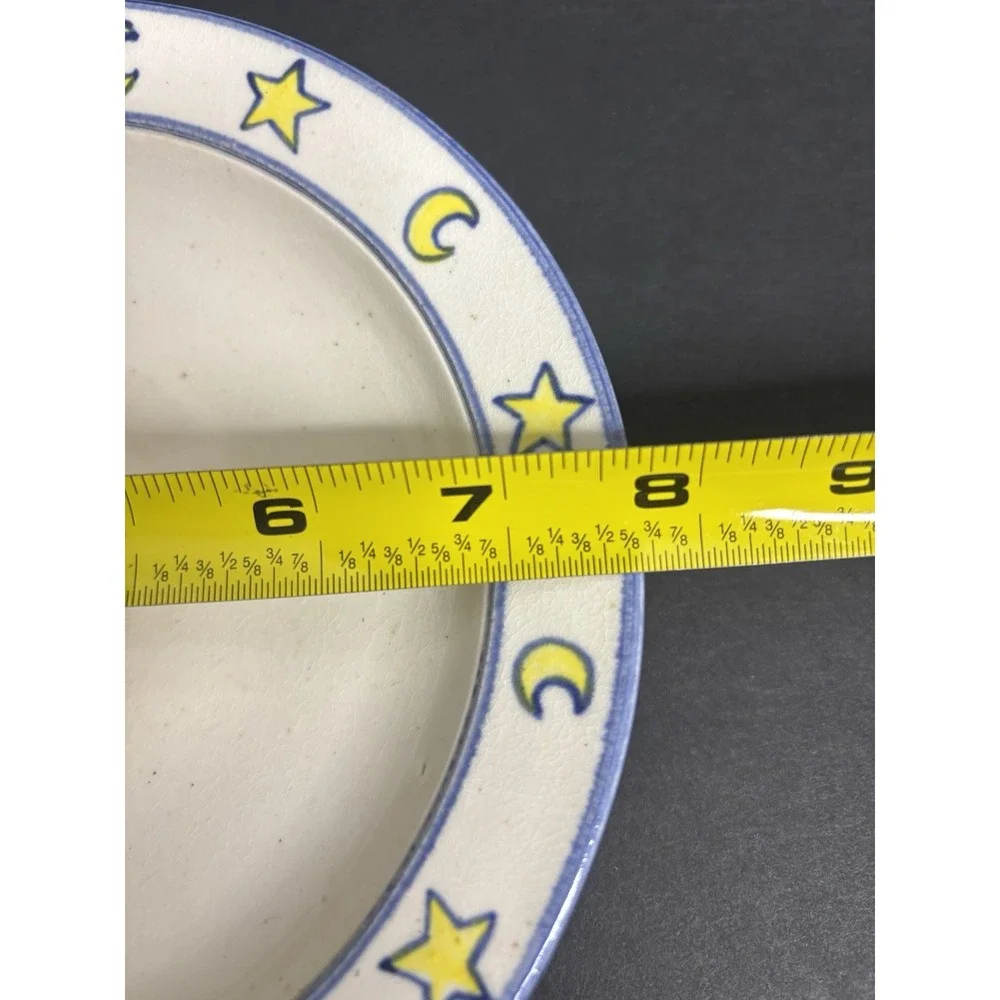 Harbor Island Pottery Plate Studio Art Pottery Star Moon Handmade Painted Signed